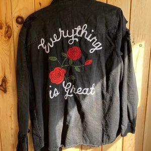 Distressed jean jacket